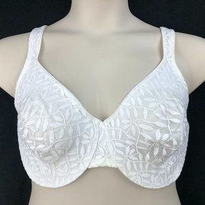 Olga 42DD White Sheer Leaves Minimizer Underwire Bra 35519 Full Coverage